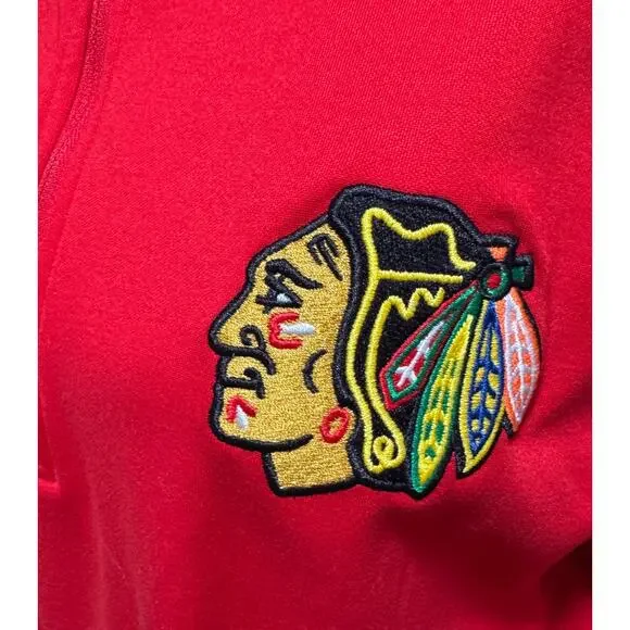 NWT Adidas Chicago Blackhawks 1/2 Half Zip Pullover Sweatshirt Size S - Picture 3 of 4